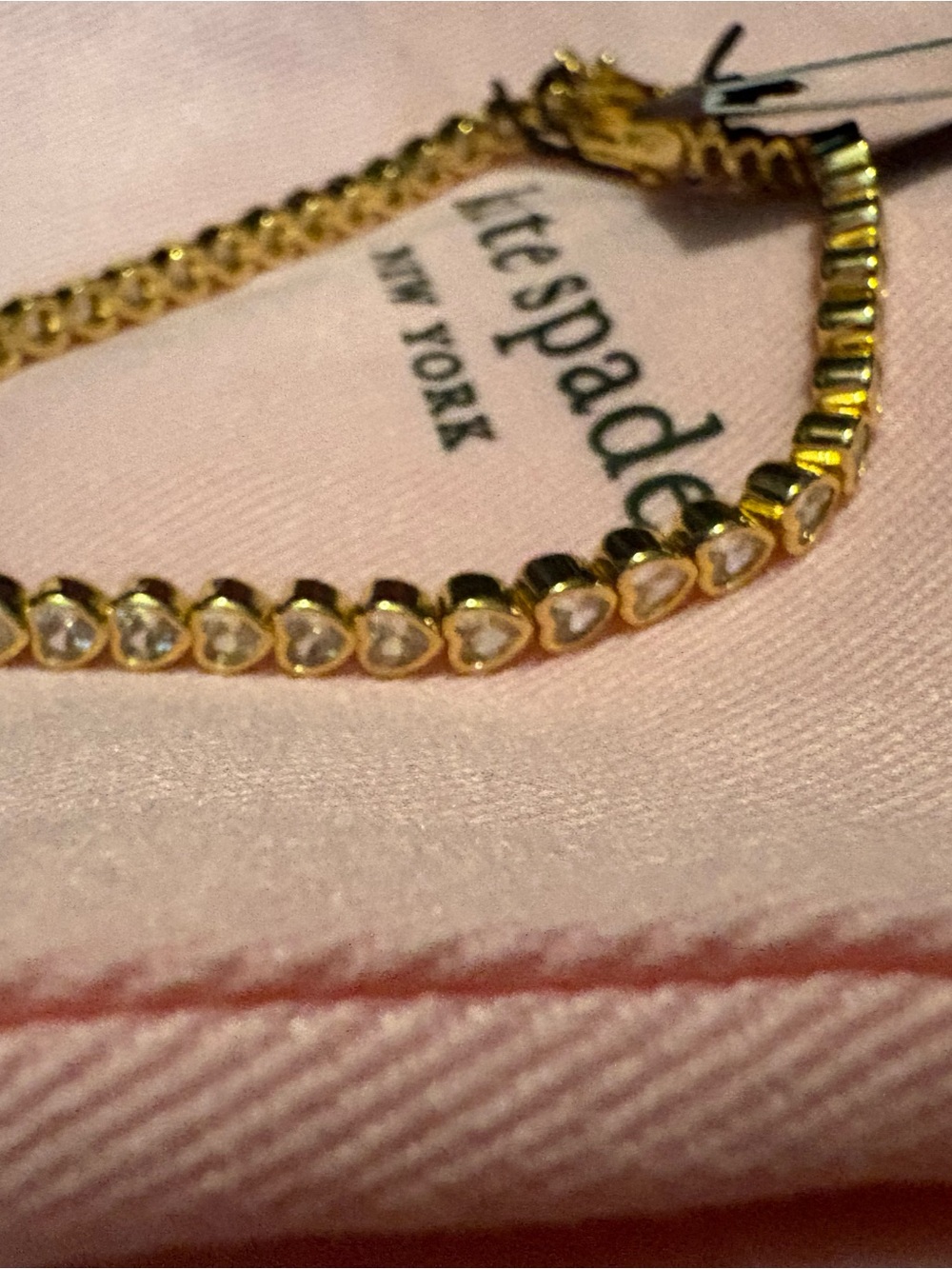 Rare Kate Spade Gold Heart Crystal Tennis Bracelet - Picture 1 of 2